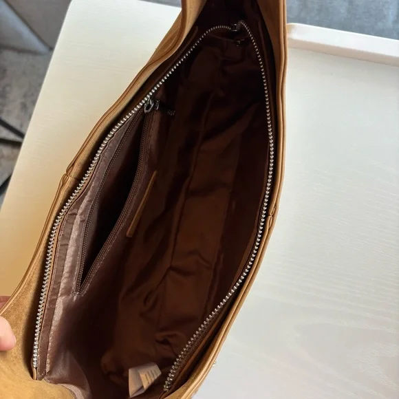 Melie Bianco Brown Suede Star & Stud Shoulder Bag - Picture 2 of 11